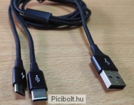 USB micro usb type-c adat és töltőkábel 2in1 1.2m