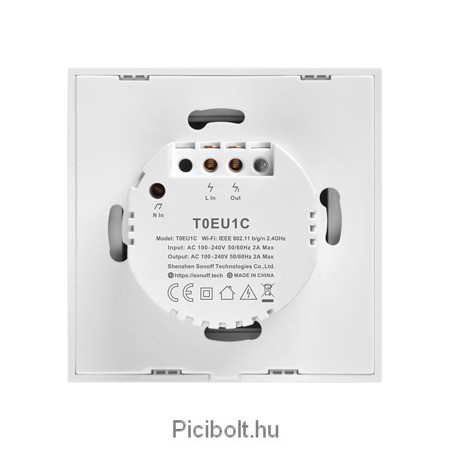 Sonoff Érintőfénykapcsoló WiFi T0 EU (1 csatornás) Fehér