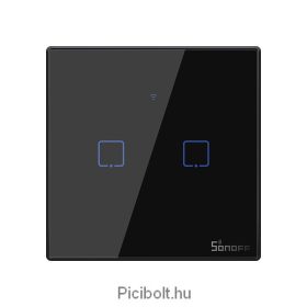   Sonoff Érintőfénykapcsoló WiFi + RF 433 T3 EU TX (2 csatornás) Fekete